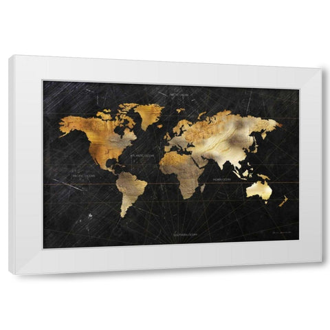 Dramatic World Map White Modern Wood Framed Art Print by Escalante, Omar