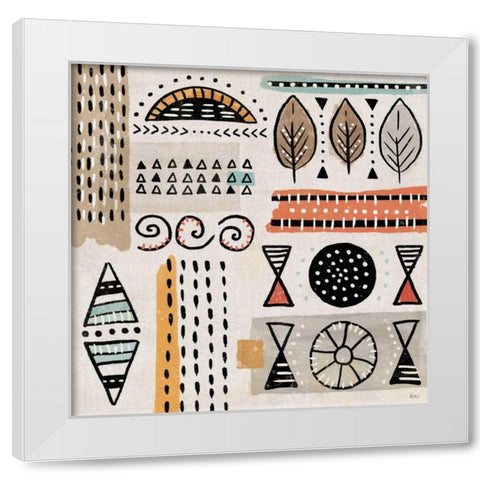 Tribal Tones III White Modern Wood Framed Art Print by Charron, Veronique