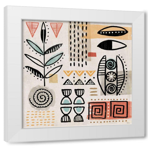 Tribal Tones V White Modern Wood Framed Art Print by Charron, Veronique