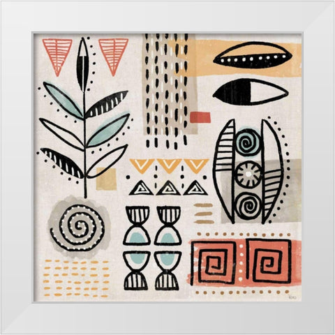 Tribal Tones V White Modern Wood Framed Art Print by Charron, Veronique