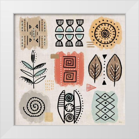 Tribal Tones VIII White Modern Wood Framed Art Print by Charron, Veronique