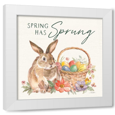 Happy Easter VI Spring Pineneedle Green White Modern Wood Framed Art Print by Vassileva, Silvia