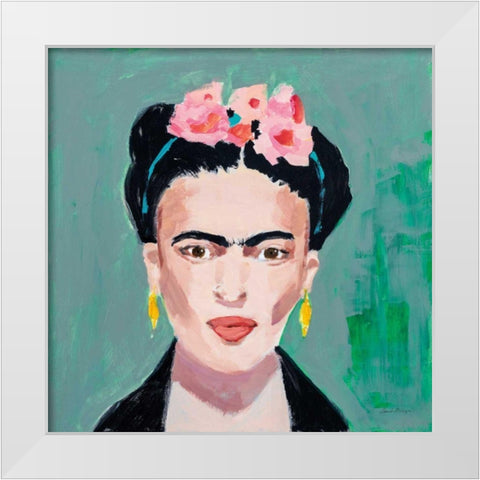 Frida White Modern Wood Framed Art Print by Munger, Pamela