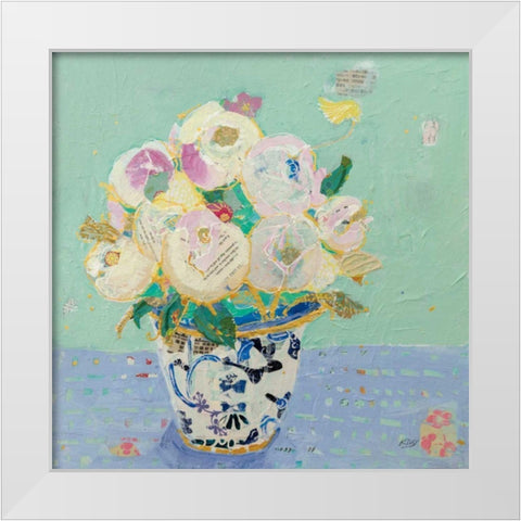 Kristens Peonies White Modern Wood Framed Art Print by Day, Kellie