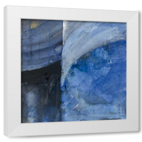 Blue Mood White Modern Wood Framed Art Print by Hristova, Albena