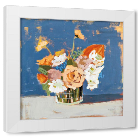 Peach and White Bouquet White Modern Wood Framed Art Print by Munger, Pamela