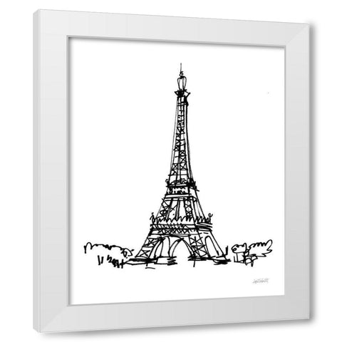 Eiffel Tower Sketch White Modern Wood Framed Art Print by Tavoletti, Anne