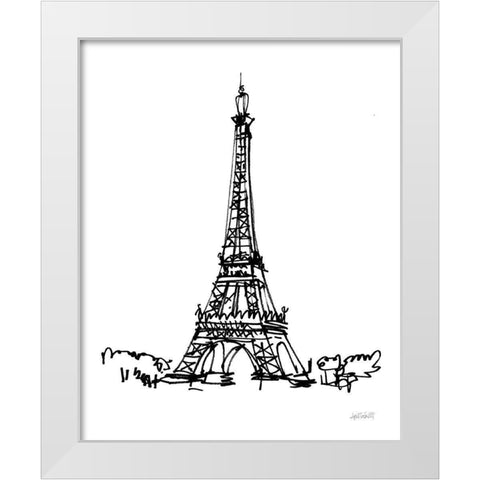 Eiffel Tower Sketch White Modern Wood Framed Art Print by Tavoletti, Anne