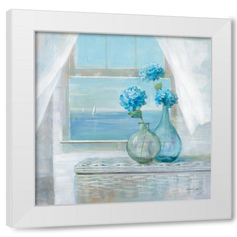 Beach House Hydrangeas White Modern Wood Framed Art Print by Nai, Danhui