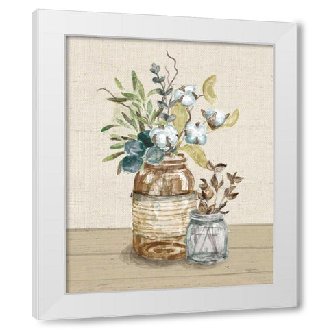 Cotton Bouquet III Cream White Modern Wood Framed Art Print by Urban, Mary