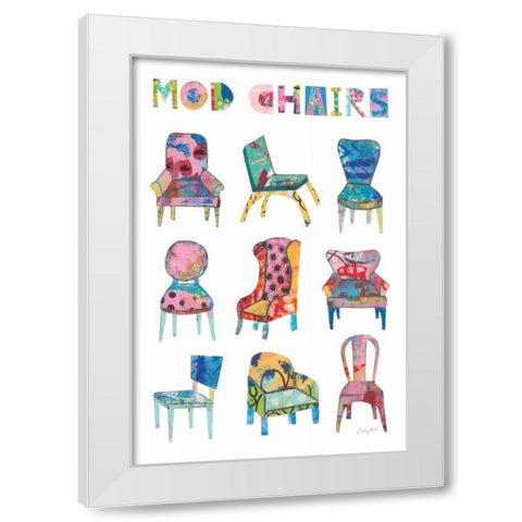 Mod Chairs Nine Up White Modern Wood Framed Art Print by Prahl, Courtney