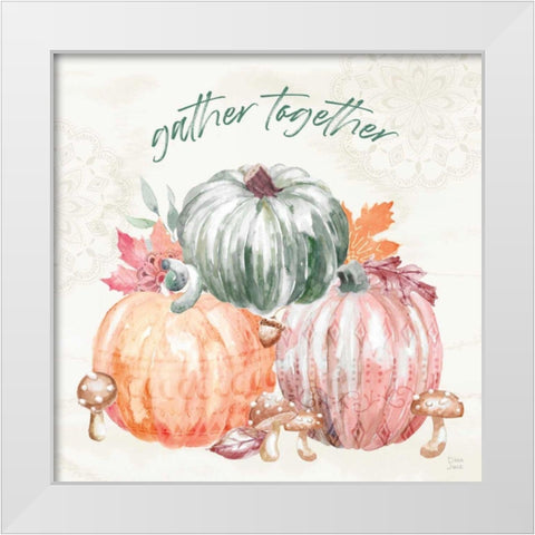 Harvest Touch V White Modern Wood Framed Art Print by June, Dina