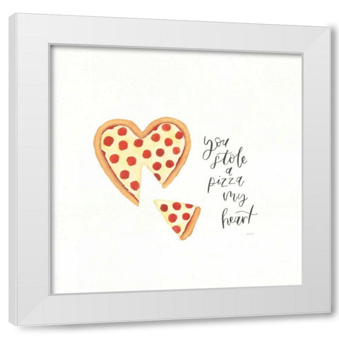 Pizza Love White Modern Wood Framed Art Print by Jackson, Jenaya