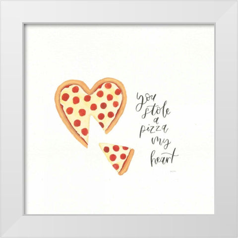 Pizza Love White Modern Wood Framed Art Print by Jackson, Jenaya