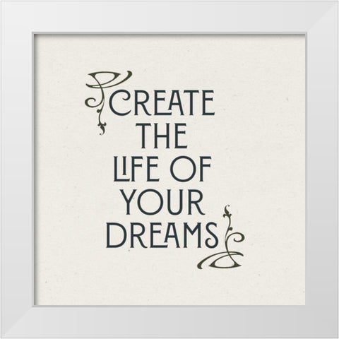 Nouveau Words I White Modern Wood Framed Art Print by Wild Apple Portfolio