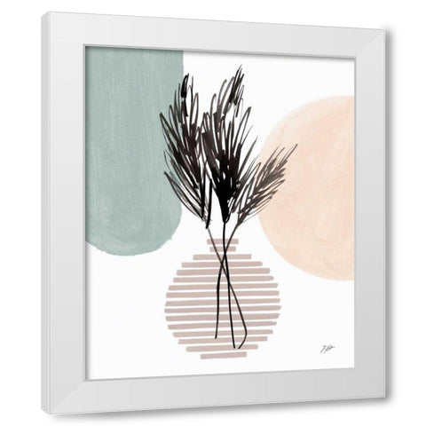Pampas Stem Still Life Soft Coral White Modern Wood Framed Art Print by Panganiban, Karyn