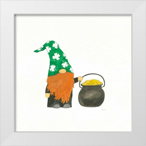 St Patricks Day Gnomes I White Modern Wood Framed Art Print by Jackson, Jenaya