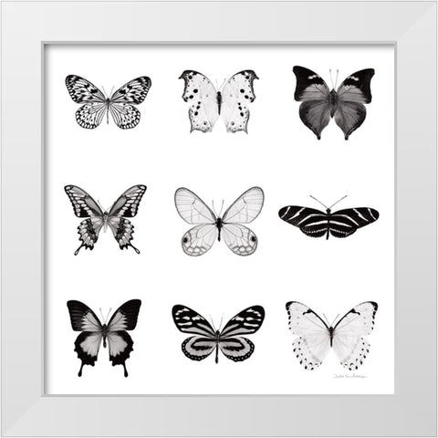 BW Butterfly Chart White Modern Wood Framed Art Print by Van Swearingen, Debra