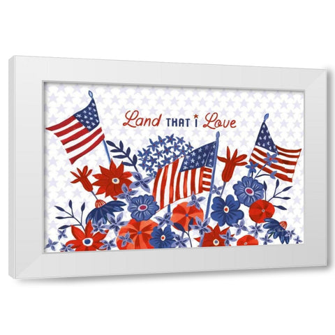 America the Beautiful I Love White Modern Wood Framed Art Print by Zaman, Farida
