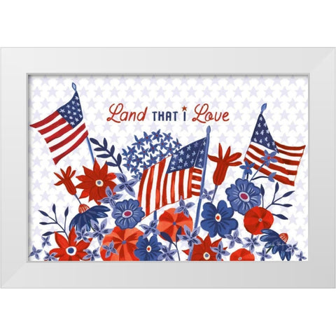 America the Beautiful I Love White Modern Wood Framed Art Print by Zaman, Farida