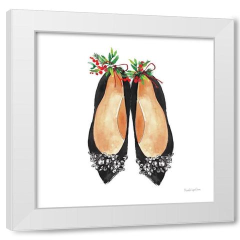 Christmas Shoes I White Modern Wood Framed Art Print by Charro, Mercedes Lopez