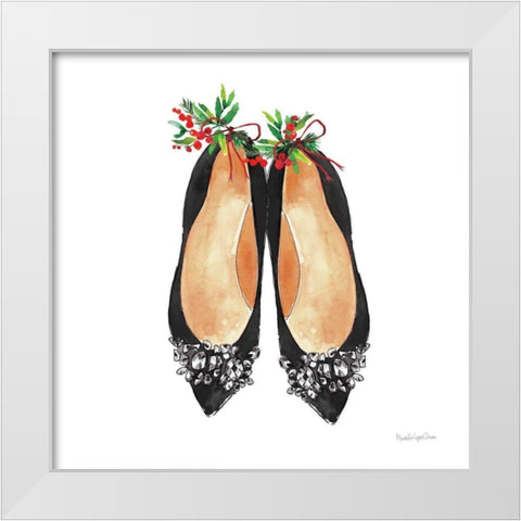 Christmas Shoes I White Modern Wood Framed Art Print by Charro, Mercedes Lopez