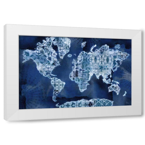 Indigo Splash I White Modern Wood Framed Art Print by June, Dina