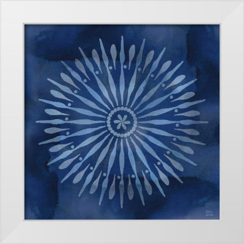 Indigo Splash III White Modern Wood Framed Art Print by June, Dina