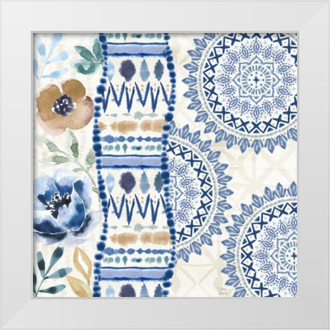 Indigo Splash VII White Modern Wood Framed Art Print by June, Dina
