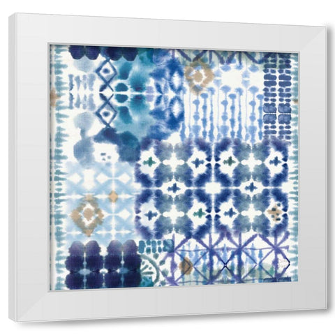 Indigo Splash Pattern V White Modern Wood Framed Art Print by June, Dina
