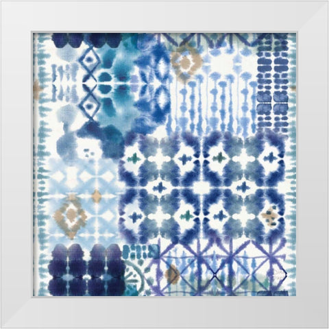 Indigo Splash Pattern V White Modern Wood Framed Art Print by June, Dina