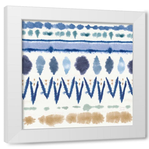 Indigo Splash Pattern VIII White Modern Wood Framed Art Print by June, Dina
