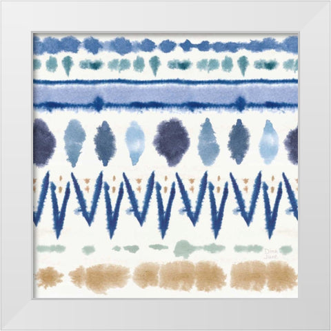 Indigo Splash Pattern VIII White Modern Wood Framed Art Print by June, Dina