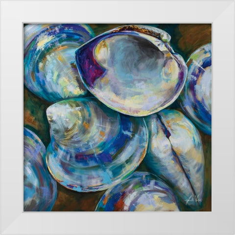 Shell Shuffle White Modern Wood Framed Art Print by Vertentes, Jeanette