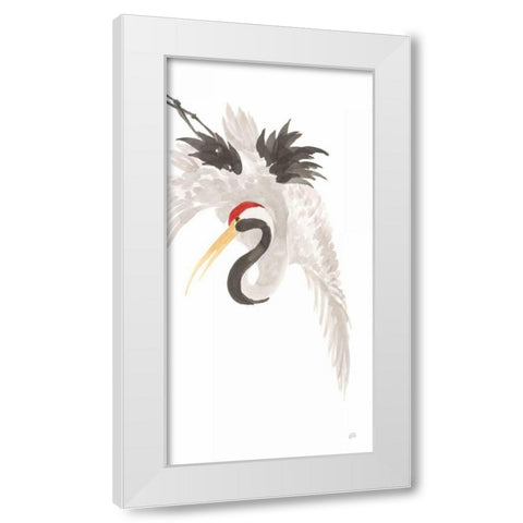 Scroll Crane III White Modern Wood Framed Art Print by Paschke, Chris