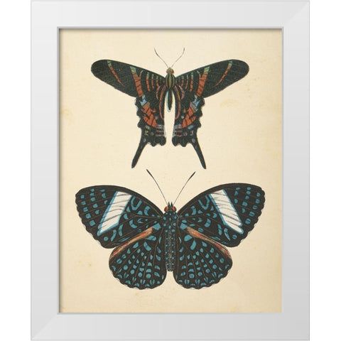 Papillons II White Modern Wood Framed Art Print by Wild Apple Portfolio