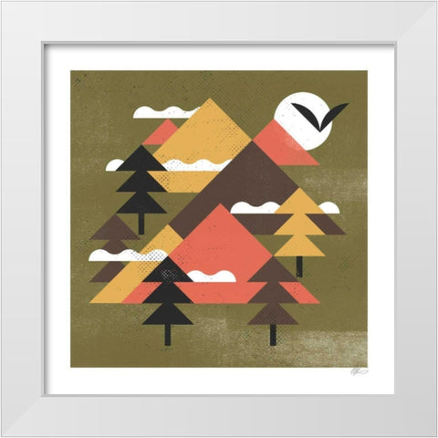 Mountains White Modern Wood Framed Art Print by Paterson, Robert John