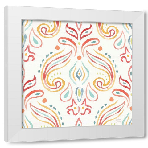 Winged Whisper Pattern IIIA White Modern Wood Framed Art Print by June, Dina