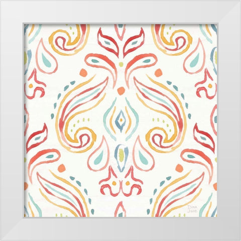 Winged Whisper Pattern IIIA White Modern Wood Framed Art Print by June, Dina