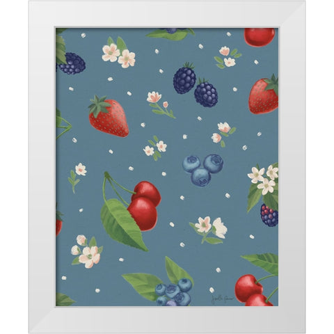 Berry Breeze Pattern IE White Modern Wood Framed Art Print by Penner, Janelle