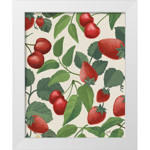 Berry Breeze Pattern III White Modern Wood Framed Art Print by Penner, Janelle