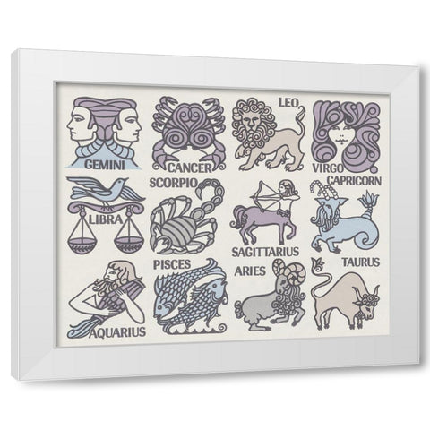 Whats Your Signs Pastel White Modern Wood Framed Art Print by Wild Apple Portfolio