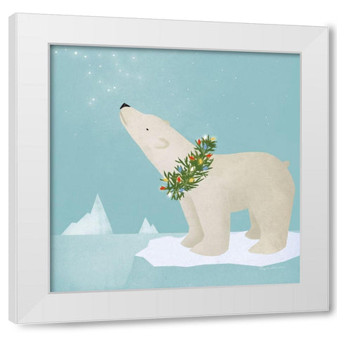 Holiday Polar Bear White Modern Wood Framed Art Print by Fowler, Ryan