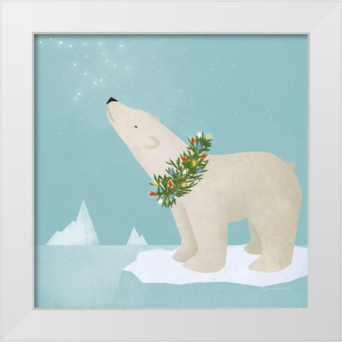 Holiday Polar Bear White Modern Wood Framed Art Print by Fowler, Ryan