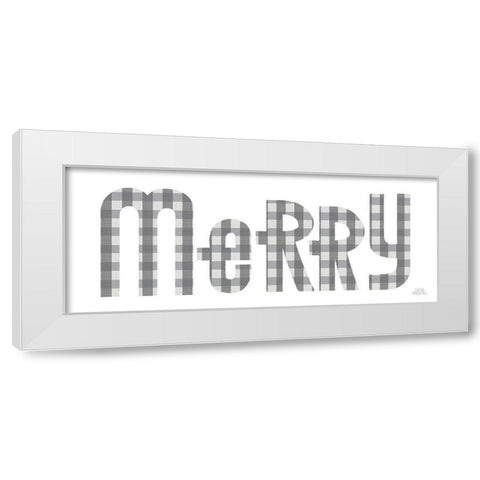 Retro Holiday Merry Gray White Modern Wood Framed Art Print by Marshall, Laura