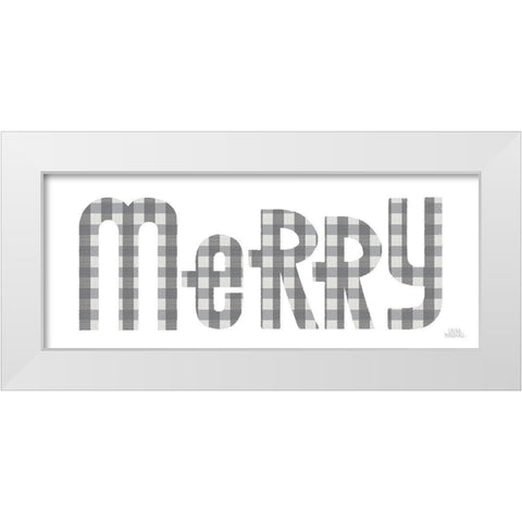 Retro Holiday Merry Gray White Modern Wood Framed Art Print by Marshall, Laura