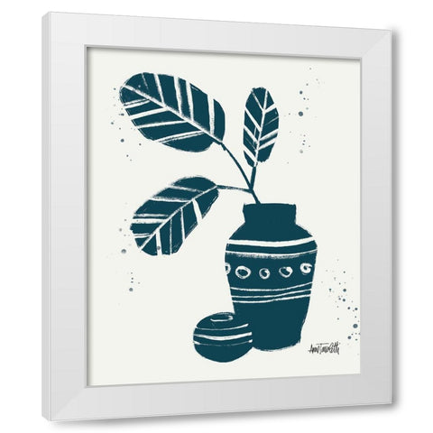 Monochrome Blue Botanical Sketches VIII White Modern Wood Framed Art Print by Tavoletti, Anne