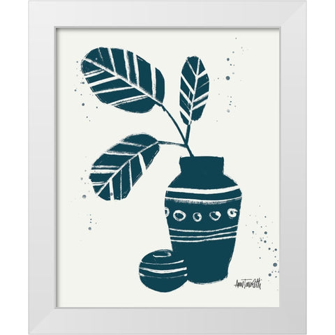 Monochrome Blue Botanical Sketches VIII White Modern Wood Framed Art Print by Tavoletti, Anne