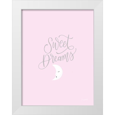 Sweet Dreams Pink v2 White Modern Wood Framed Art Print by Thorns, Becky