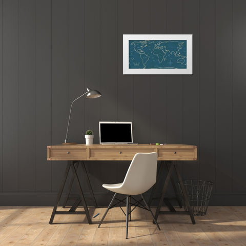 Sketch Map II Blue White Modern Wood Framed Art Print by Schlabach, Sue